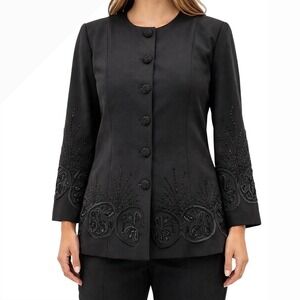 St Anthony Evening Black Beaded Jacket Womens 14 Formal Embroidered Blazer